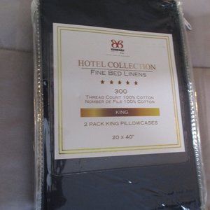 Hotel Collection 100% Cotton 300 Thread Count 2 Pack King Pillowcases Navy Blue